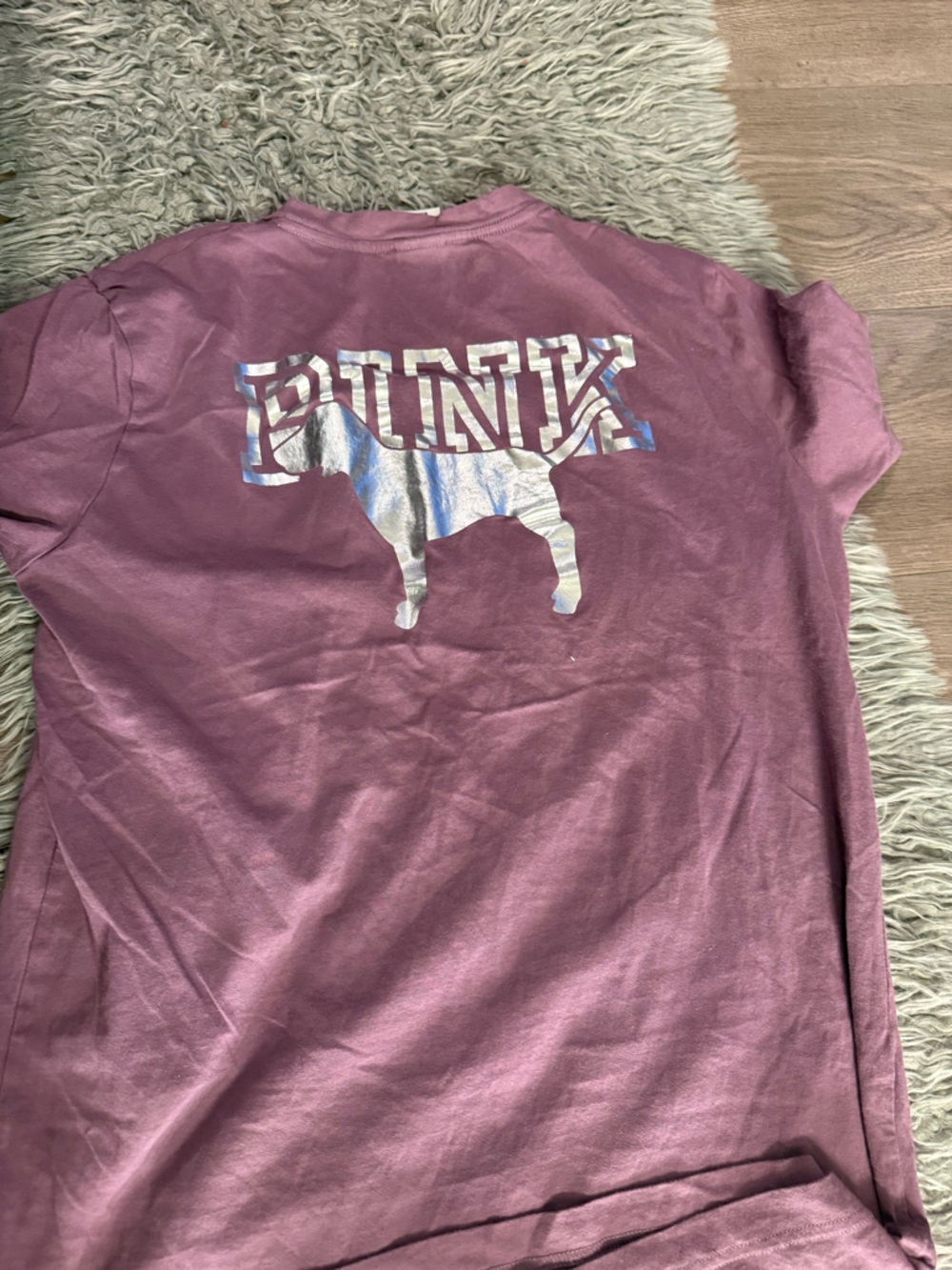 PINK Victoria's Secret Mauve Short Sleeve Tee with Iridescent Dog Logo